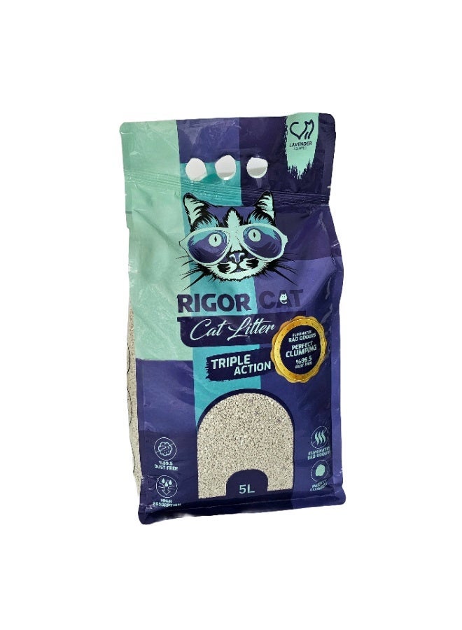 ريجور رمل قطط 5لتر برائحة اللافندر ثلاثي الفاعلية - Image 2