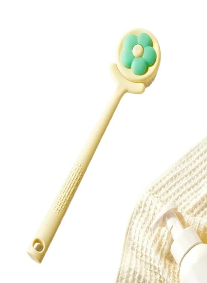 VALUEVIBES Scrub Brush with Long Handle, Back Rubbing Bath Brush, no Need for Human Soft Hair, Body Rubbing Mud, Bath Brush, Soft Exfoliation with Long Handle Improves Health and Beauty Skin - 1pcs (Yellow) - Image 1