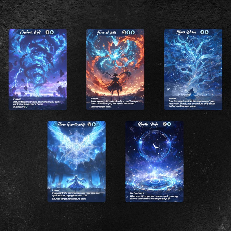 Kiiransr Proxy Cards for Magic The Gathering, Alternative Custom Art DIY Cards, Blue Spell, Normal - Image 1