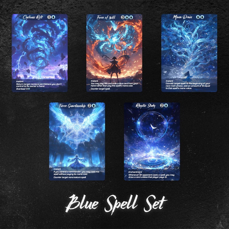 Kiiransr Proxy Cards for Magic The Gathering, Alternative Custom Art DIY Cards, Blue Spell, Normal - Image 2