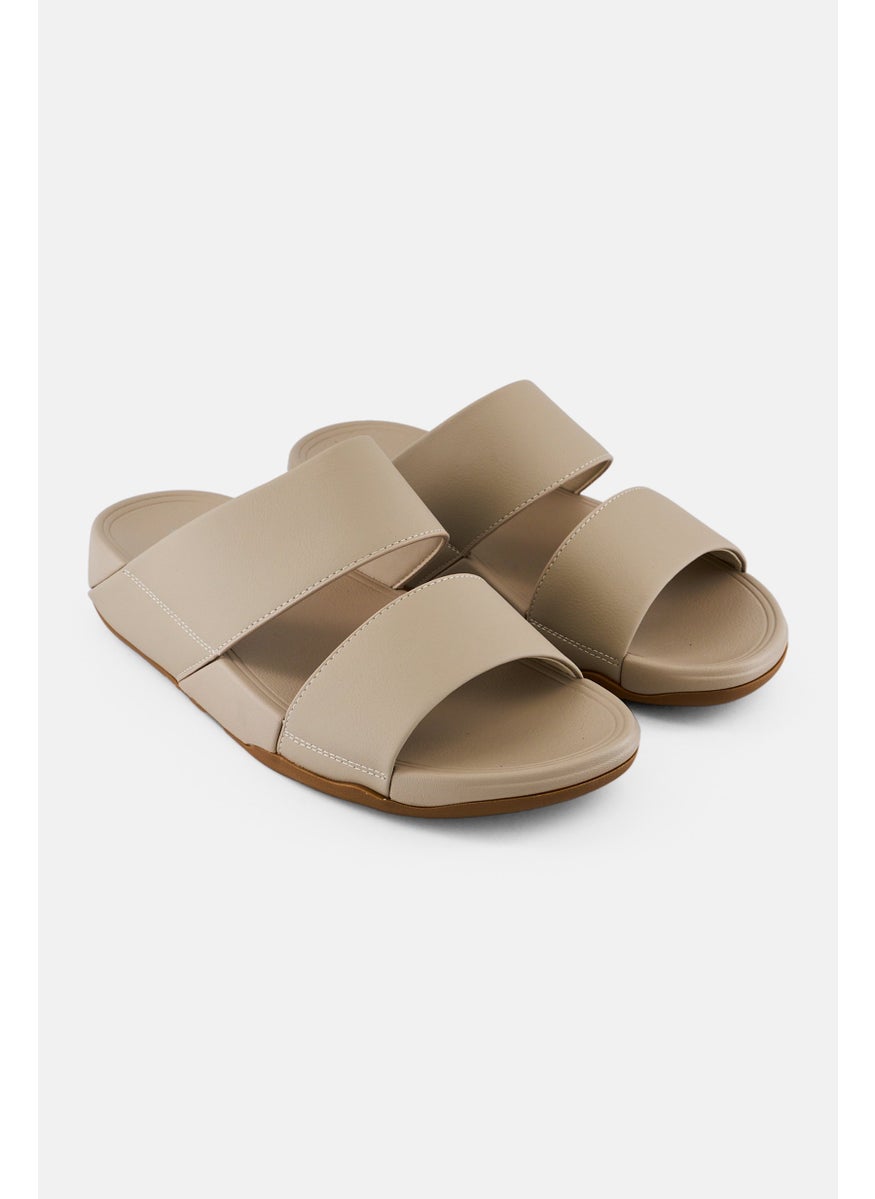 English Laundry Men 2 Strap Slip On Arabic Sandals, Beige  - Image 1