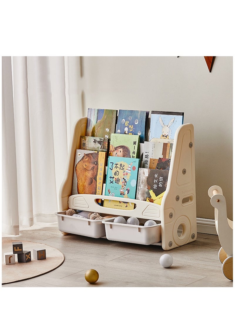 Arabest Kids Bookshelf, Bookshelf for Kids with Toy Storage Organizer, with 2 Toy Storage Bins, 2-in-1 Toy and Book Organizer with Wheels, Book Shelf for Kids Room, Nursery, Playroom  - Image 2
