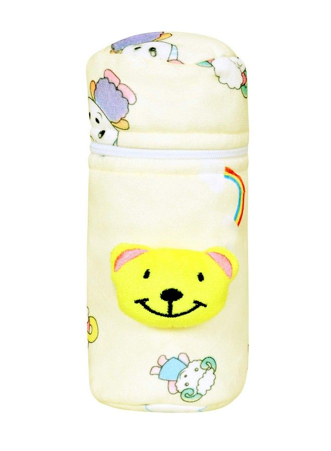The Little Lookers Soft Plush Stretchable Baby Feeding Bottle Cover With Easy To Hold Strap ; Cute Animated Overall Print Pack Of 2 (Yellow & Blue Zip Closure 120Ml150Ml;4Oz5Oz)  - Image 5