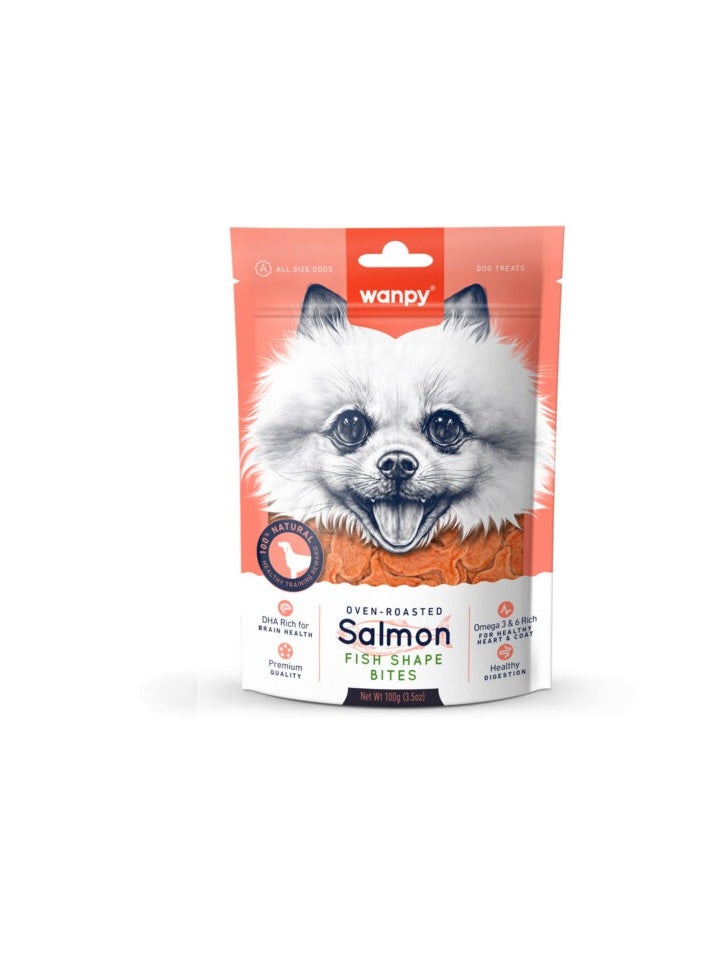 Wanpy Oven-Roasted Salmon Fish Shape Dog Bites 100g  - Image 2