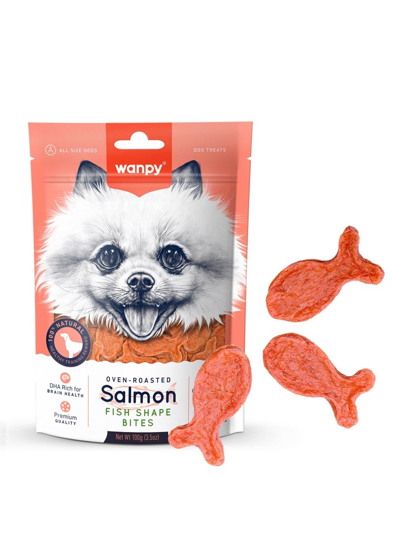 Wanpy Oven-Roasted Salmon Fish Shape Dog Bites 100g  - Image 1