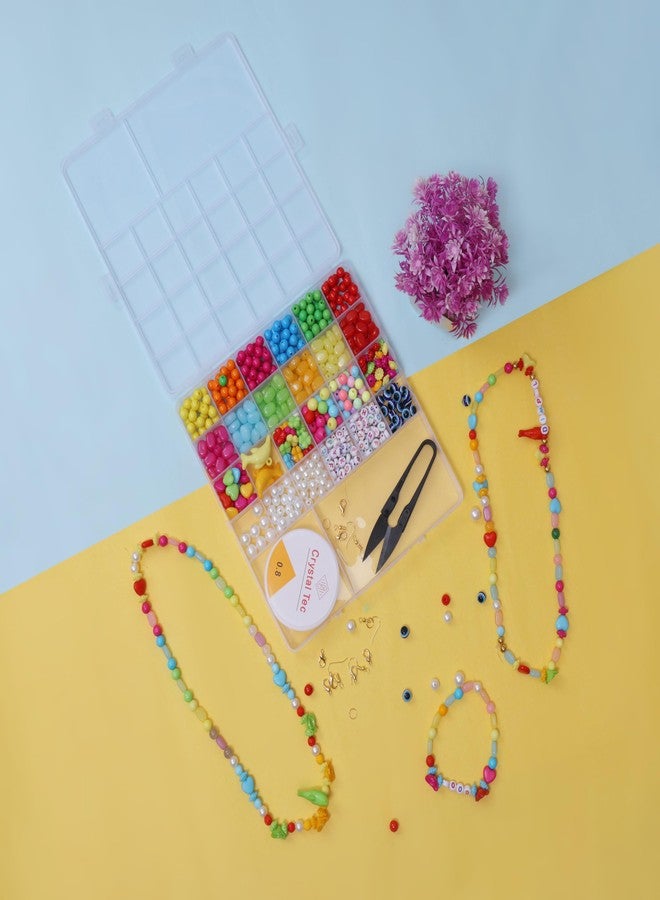 ambitieux Jewelry Making Kit For Kids - Diy Bracelet Making Kit With 24+2 Compartment Box, Colorful Beads, Ear Hangings, Lobster Locks & Rings - Birthday Gift For Girls (All Color),Multicolor - Image 3