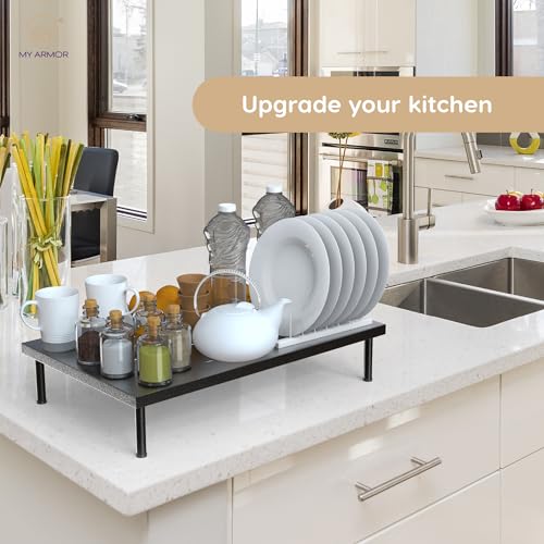 MY ARMOR Platform Top 1-Tier Metal Stand & OTG Stand for Kitchen Counter, Utensils & Food Storage Cabinet Organizer Shelf Dish Rack for Home & Kitchen appliances- Black - Image 2
