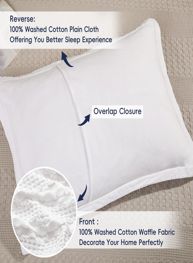 PHF 100% Cotton Ruffle Waffle Pillow Shams Standard Size, 2 Pack 20" x 26" Soft Skin-Friendly Pillowcases, No Filling, Aesthetic Home Decor, Breathable Waffle Weave Bed Pillow Covers, White - Image 4