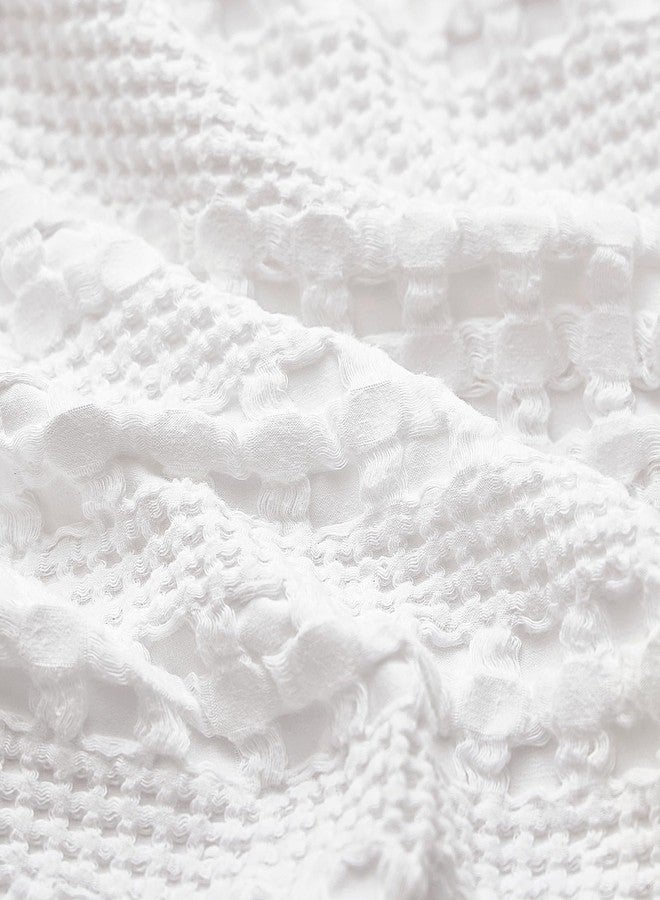 PHF 100% Cotton Ruffle Waffle Pillow Shams Standard Size, 2 Pack 20" x 26" Soft Skin-Friendly Pillowcases, No Filling, Aesthetic Home Decor, Breathable Waffle Weave Bed Pillow Covers, White - Image 5