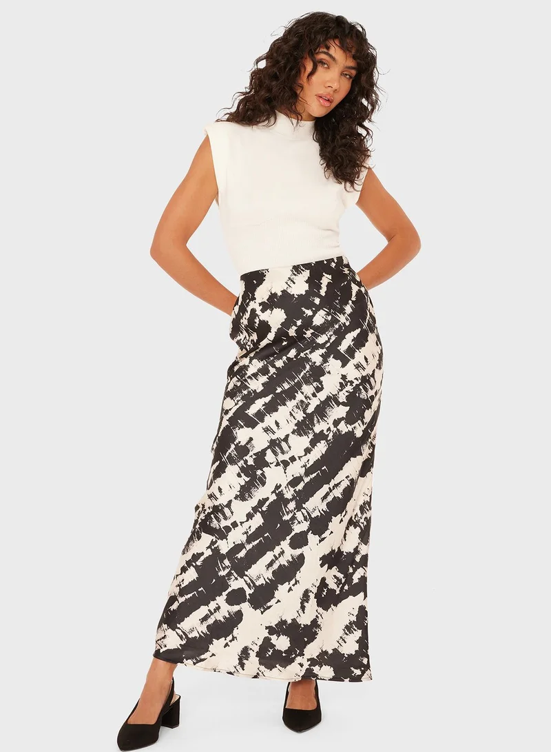 QUIZ High Waist Printed Skirt