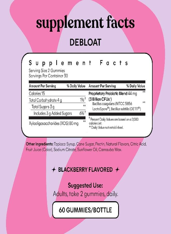 Lemme Debloat - Digestive & Gut Health Gummies with 2 Clinically Studied Probiotics & Prebiotic, 3 Billion CFUs - Vegan, Gluten Free, Non GMO, BlackBerry Flavor (60 Count) - Image 5