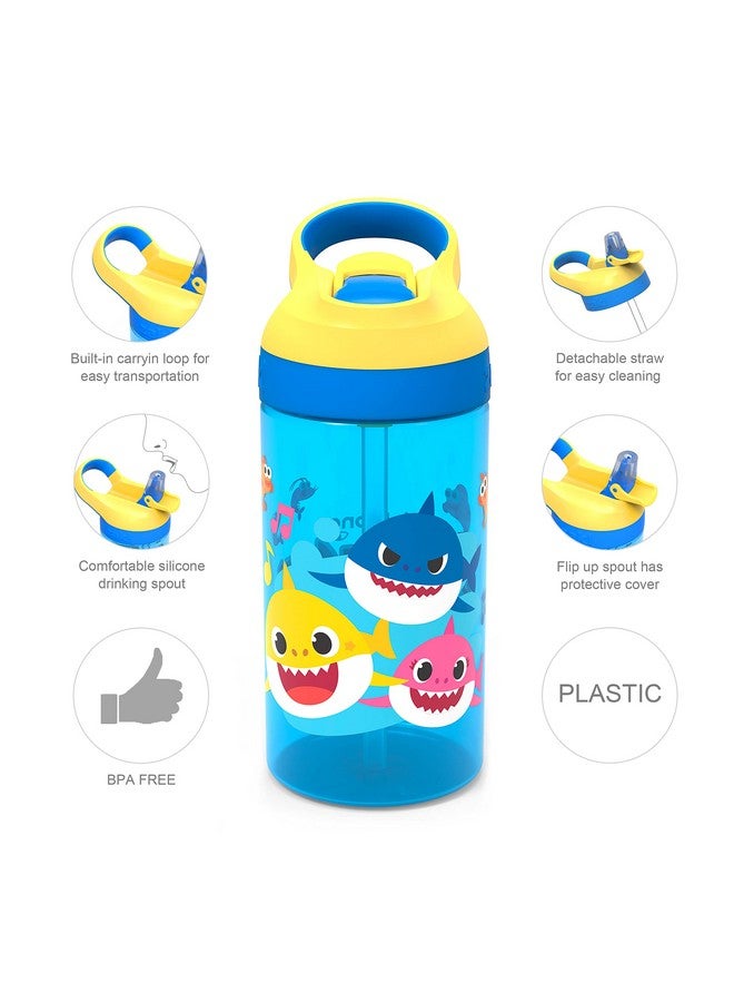 Zak Designs Baby Shark Kids Water Bottle With Straw And Built In Carrying Loop Made Of Durable Plastic, Leakproof Design (16 Oz (Bbsat381) - Image 5