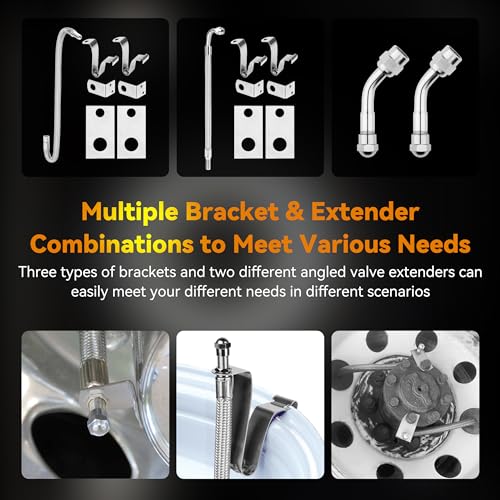 RVZONE Dually Valve Stem Extenders Kit, Stainless Steel Braided Valve Stem Extension fits 16" to 19-1/2" Dual Wheels Tire Valve Extension for Most Cars Motorhome RVs Trailers Trucks - Image 3