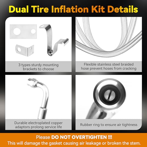 RVZONE Dually Valve Stem Extenders Kit, Stainless Steel Braided Valve Stem Extension fits 16" to 19-1/2" Dual Wheels Tire Valve Extension for Most Cars Motorhome RVs Trailers Trucks - Image 4