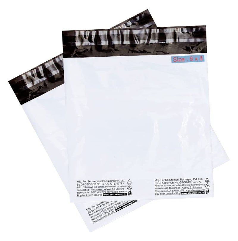 SECUREMENT® Courier Bag/Envelopes/Pouches/Cover/packing bags without POD (NO-POD) (51 Microns) Tamper proof/Security bag (6x8, 100) - Image 1