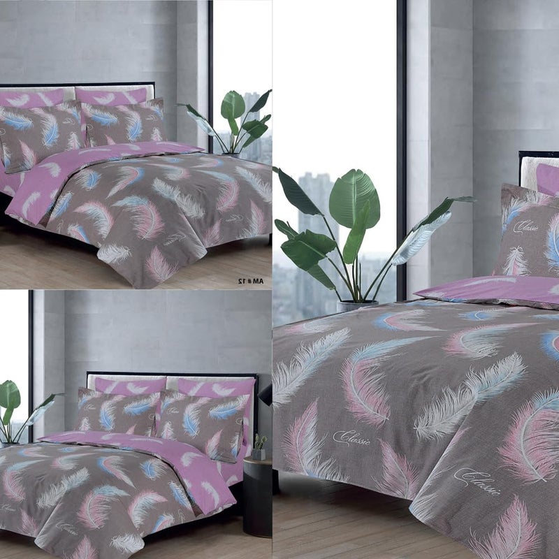 Amali  6 Pieces Bedsheet Set King Size (200 x 200+35cm) Polycotton Including 1 Duvet Cover 1 Fitted Sheet 2 Oxford & 2 Standard Pillowcases Durable & LongLasting Quality - Image 2