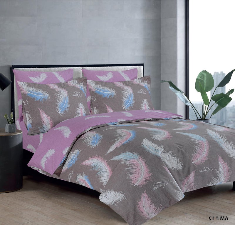 Amali  6 Pieces Bedsheet Set King Size (200 x 200+35cm) Polycotton Including 1 Duvet Cover 1 Fitted Sheet 2 Oxford & 2 Standard Pillowcases Durable & LongLasting Quality - Image 4