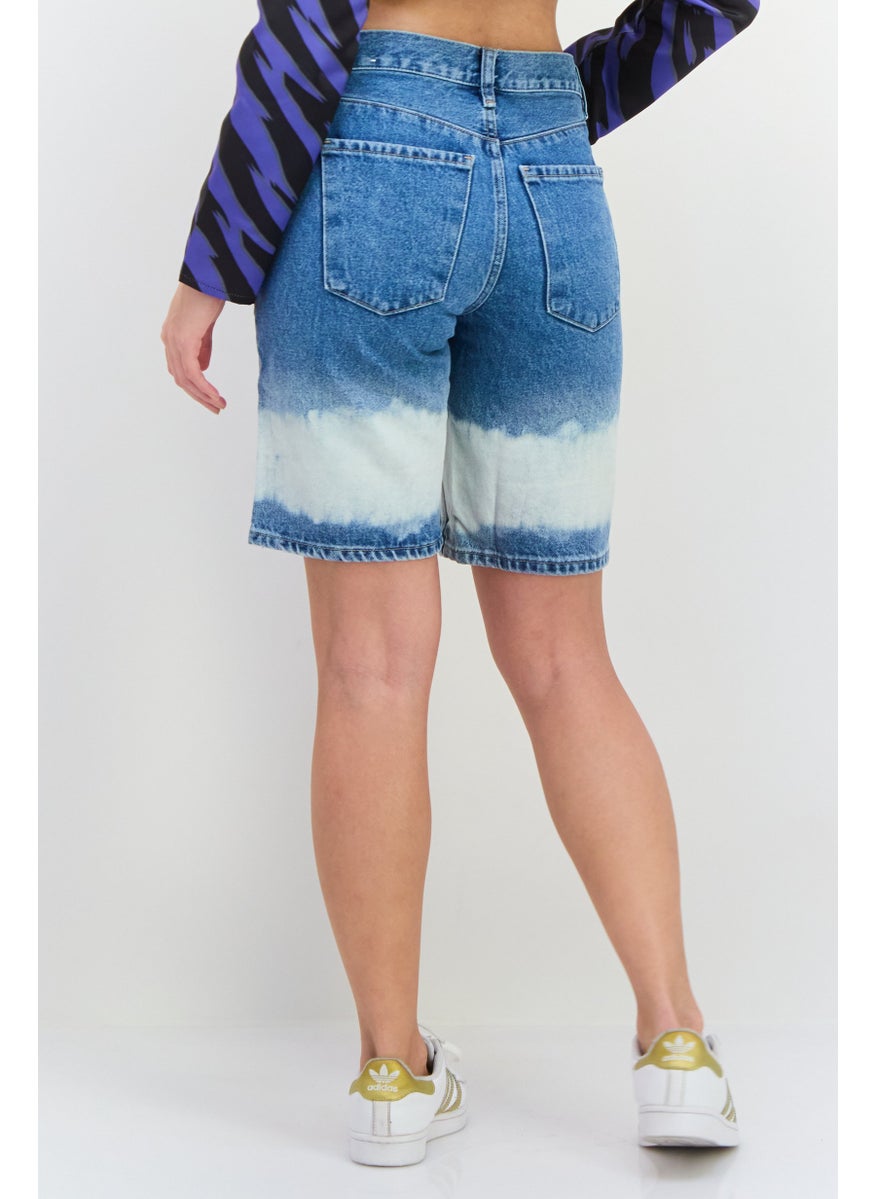 MANGO Women Washed Denim Shorts, Blue  - Image 3