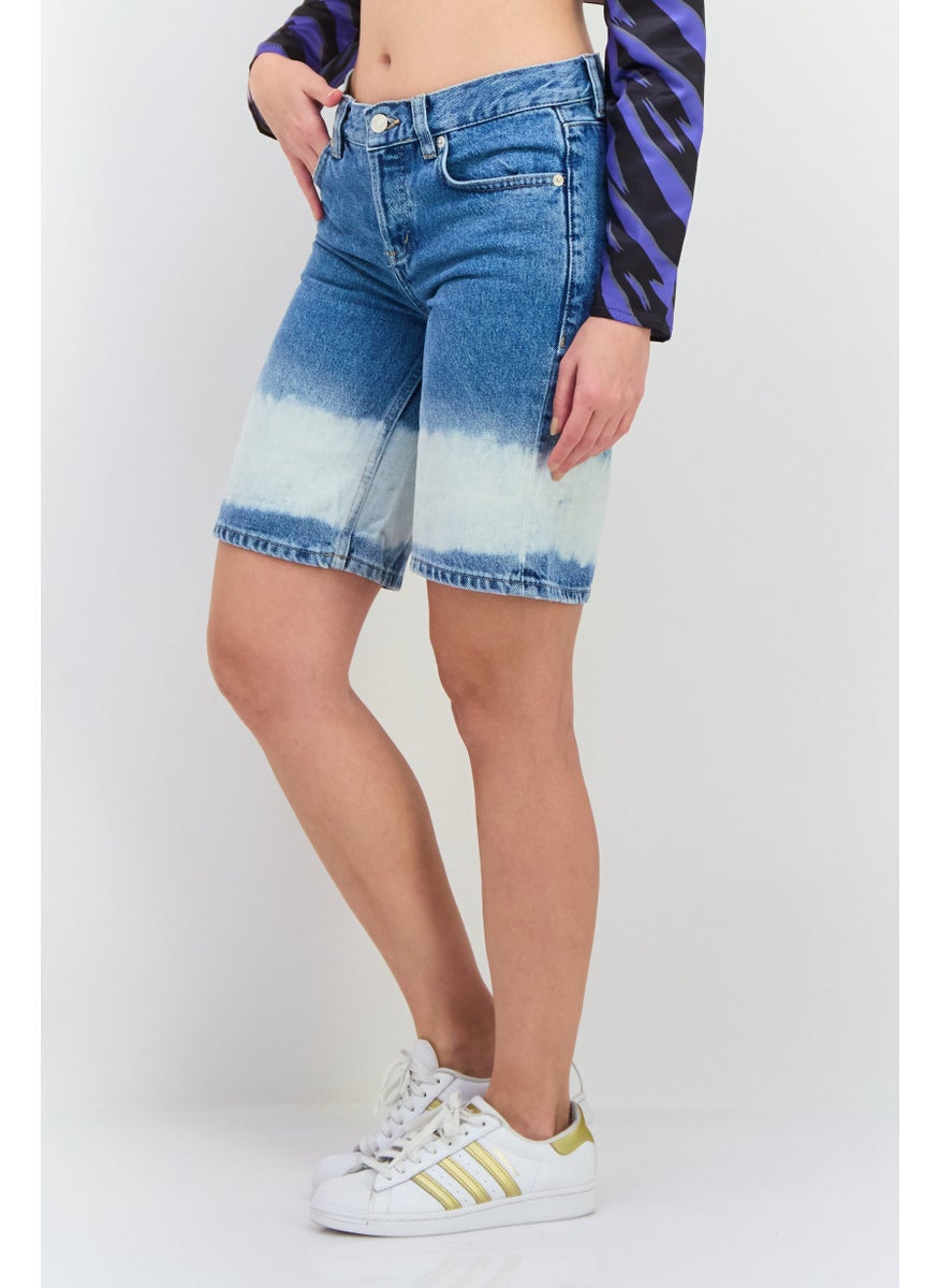 MANGO Women Washed Denim Shorts, Blue  - Image 2