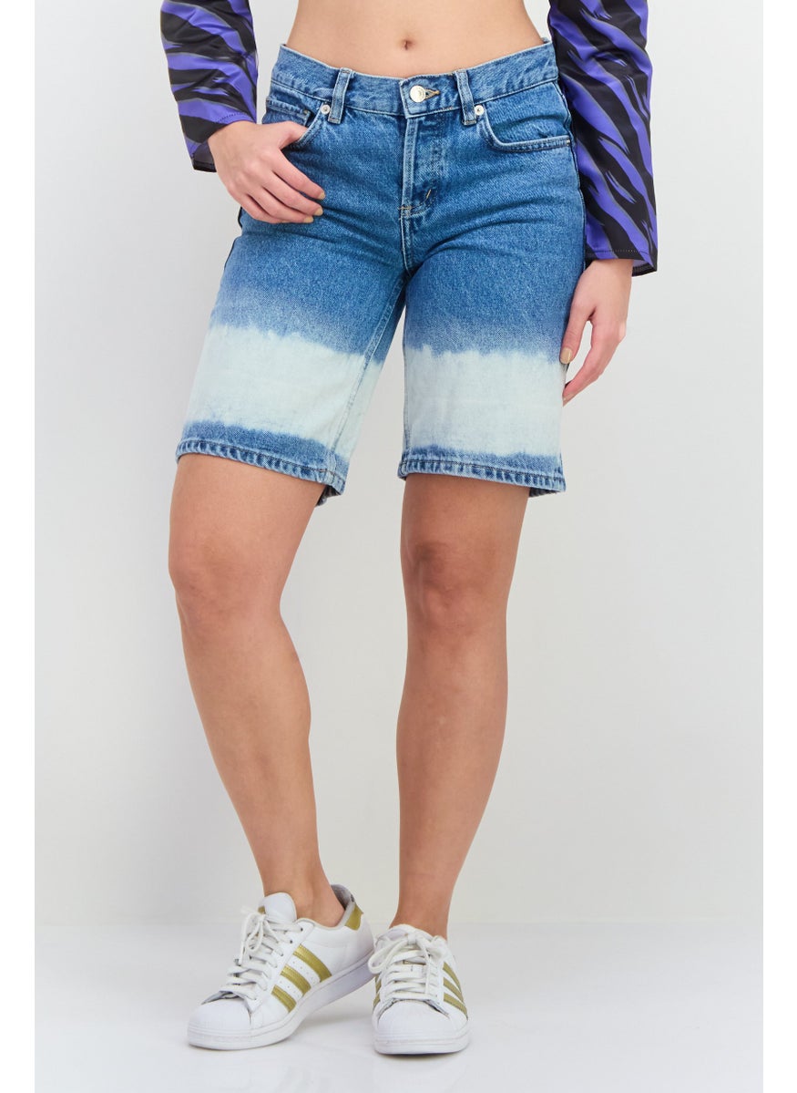 MANGO Women Washed Denim Shorts, Blue  - Image 1