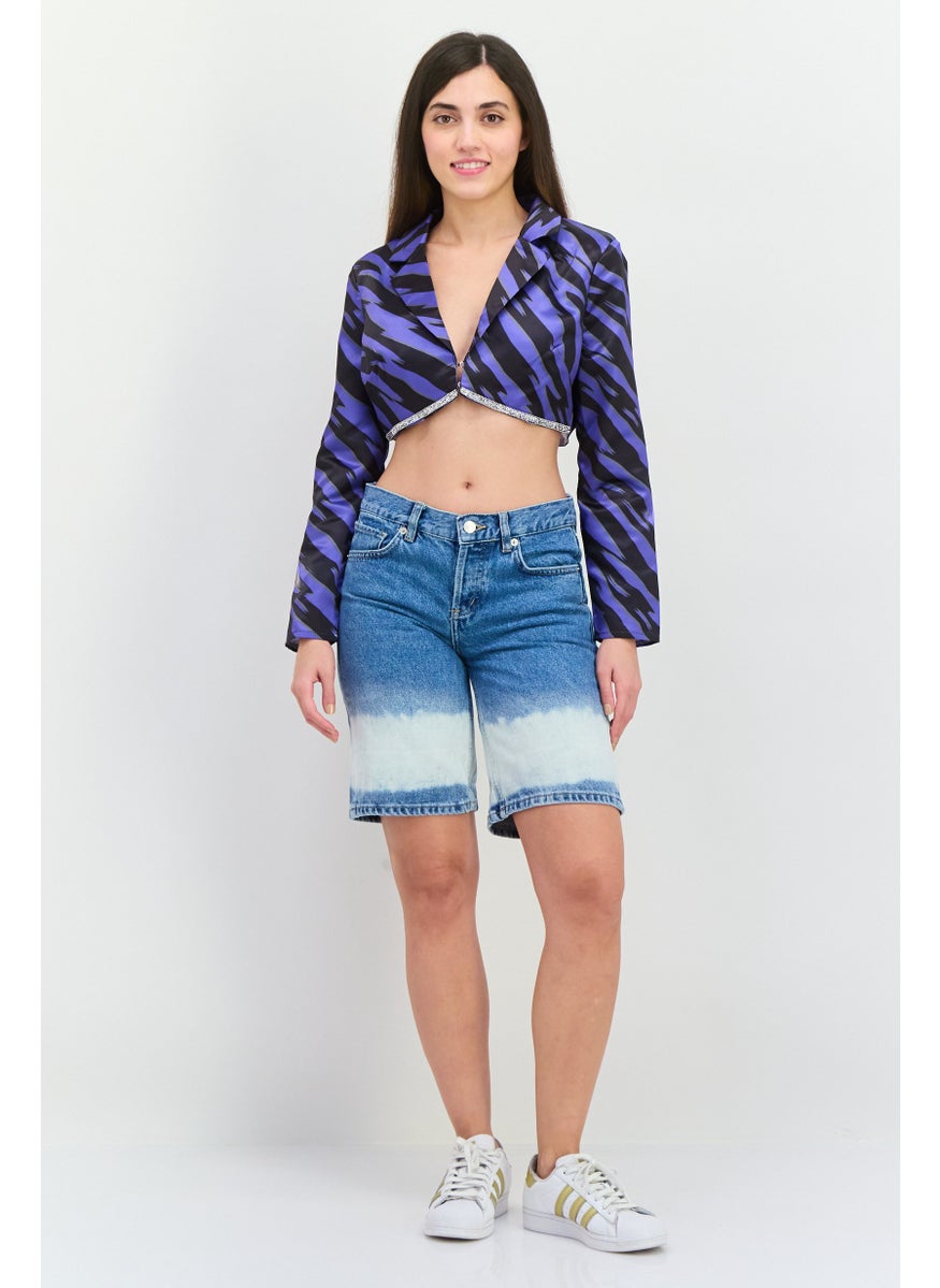 MANGO Women Washed Denim Shorts, Blue  - Image 4