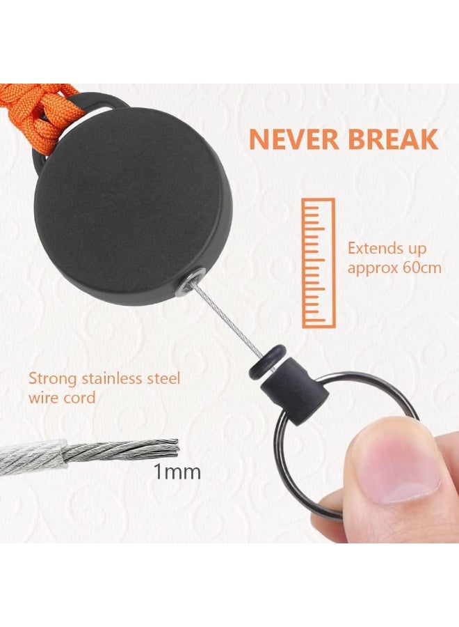 Generic Retractable Keychain Heavy Duty Carabiner Badge Holder Retractable Badge Reel ID Holder Steel Cord and Paracord Extendable Key Ring 3 Pack  - Image 3