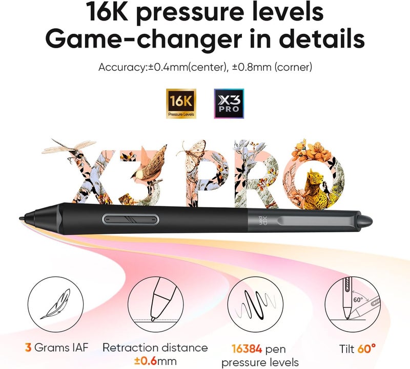 XPPen Artist Pro 16 (Gen 2) Graphic Tablet with 16 Inch Screen, Digital Drawing Tablet with Monitor with Mini Direct Keyboard Shortcut, Fully Laminated with Stand, Smart X3 Pro Chip - Image 3