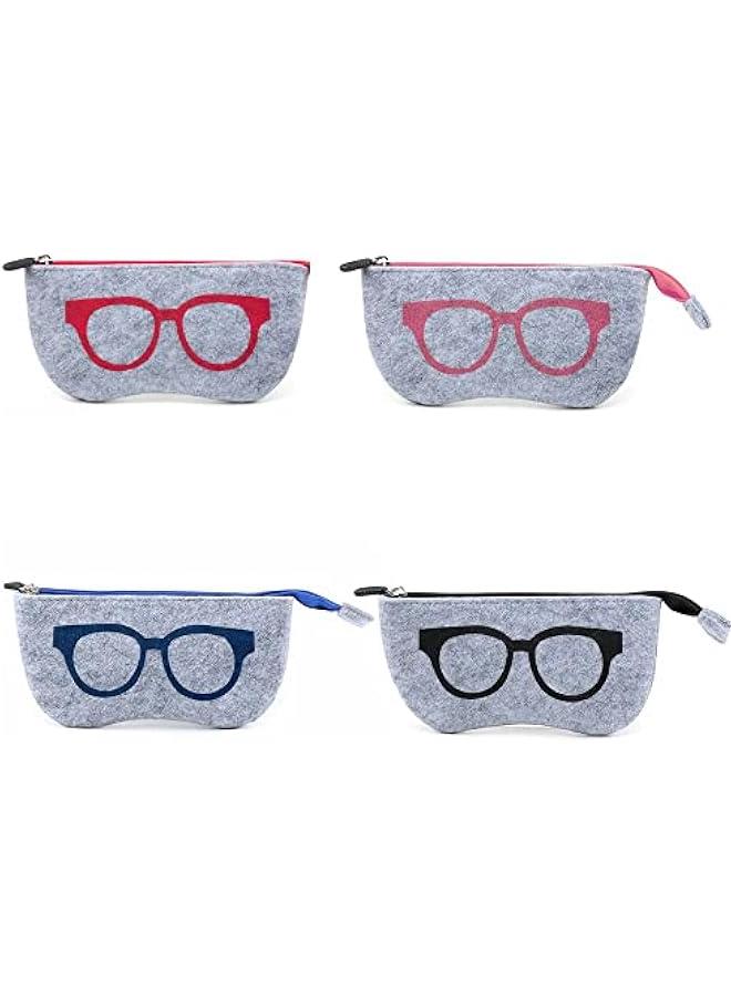 Generic 4 Pack Zipper Eye Glasses Bag Sunglasses Case Pouch Soft Felt Purse Bag Makeup Storage Pouch - Image 3