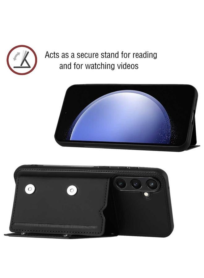 اس-توب جراب لهاتف Samsung Galaxy S23 FE 5G مصنوع من جلد PU + TPU + PC مع فتحات للبطاقات - Image 2