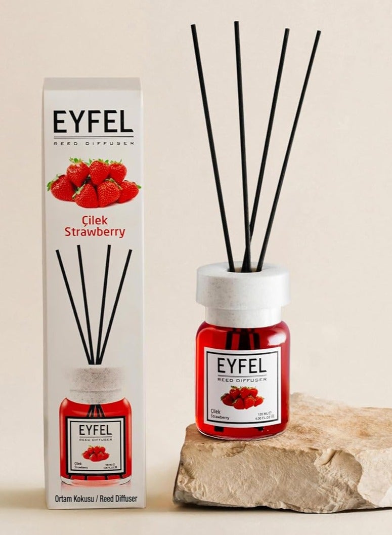 EYFEL Strawberry Diffuser Set – 120ML Premium Long-Lasting Fragrance with Elegant Diffuser Sticks for Bathrooms, Living Spaces, Offices, Shops & Showrooms  - Image 2