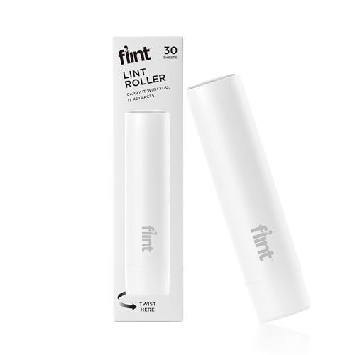 Flint Classic White Retractable Mini Lint Roller with 30 Extra Sticky Sheets, Small and Portable Lint Roller, Ideal Pet Hair Remover, Travel Lint Rollers for pet Hair Extra Sticky - Image 1