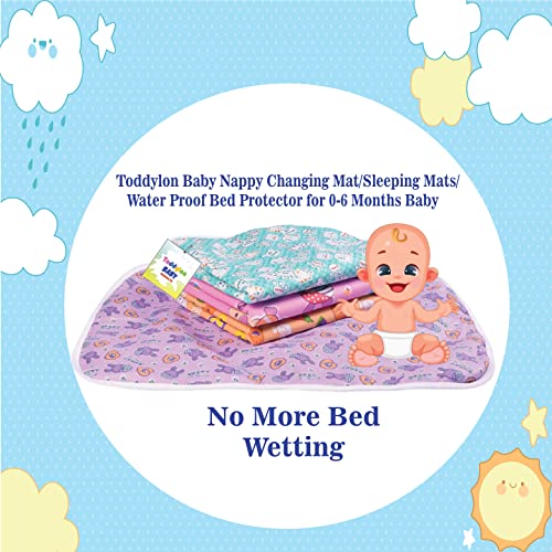 Toddylon Dry Sheets New Born Nappy Changing Clothes | Mattress | Diaper Changing Sheets | Sheets | Bed Protector | Cotton | Oil Massaging (0-6 Months) Pack of 4 - Image 2