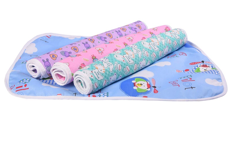 Toddylon Dry Sheets New Born Nappy Changing Clothes | Mattress | Diaper Changing Sheets | Sheets | Bed Protector | Cotton | Oil Massaging (0-6 Months) Pack of 4 - Image 1