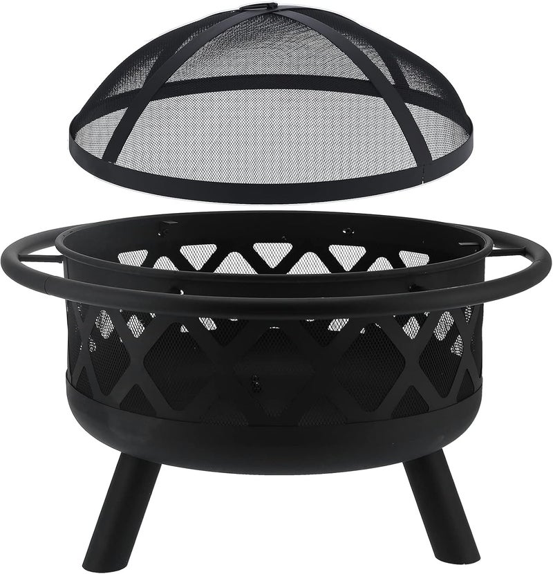 klarako Fire Pit for Garden, 29.9 Inch Outdoor Wrought Iron Round Firepit Wood Burning Firepace BBQ Charcoal Barbecue Grill Warming Fire Pit for Outside Patio Backyard Garden Picnic Camping - Image 1