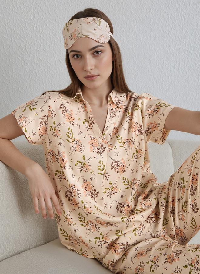 سبلاش فيڤ طقم بيجاما و قناع عين بطبعة زهور - Image 2