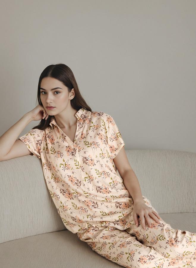 سبلاش فيڤ طقم بيجاما و قناع عين بطبعة زهور - Image 1