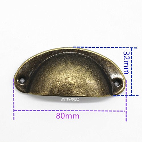 WEICHUAN 15PCS Antique Brass Iron Drawer Knobs Pulls Handles - Vintage Kitchen Cabinets Furniture Wardrobe Medicine Pull Handle(Length: 81mm Width: 32mm) - Image 5