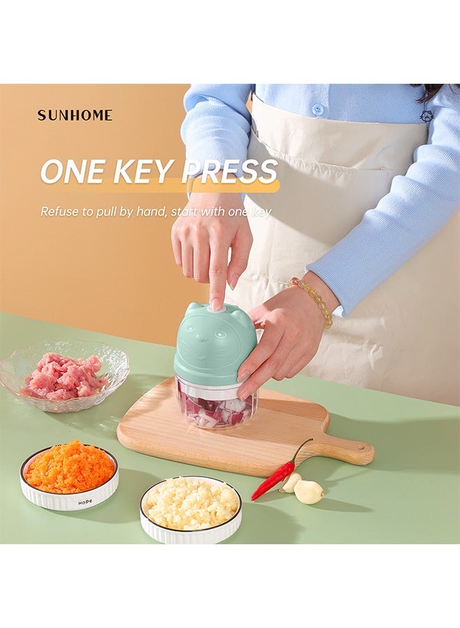 صن هوم 2-in-1 Mini Electric Food Chopper Mixer 150ml + 300ml 45W SH-188L أخضر / شفاف  - Image 3