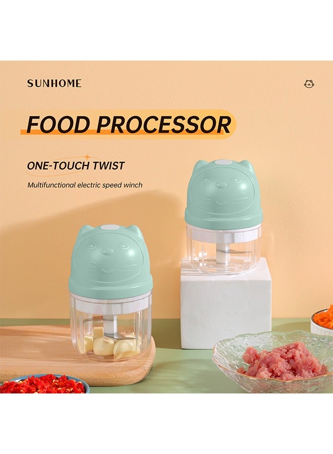 صن هوم 2-in-1 Mini Electric Food Chopper Mixer 150ml + 300ml 45W SH-188L أخضر / شفاف  - Image 2