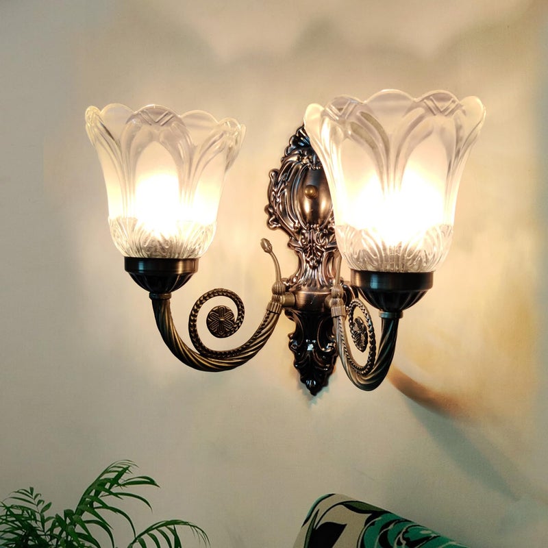 WHITERAY Black Antique Designer Imported Wall Light wall lamp for Bedroom, Living Room,Kitchen, Bars, malls, Besides the Bed, Balcony Home Decoration (1107 (Double) ((1107 (Double), with Bulb) - Image 5