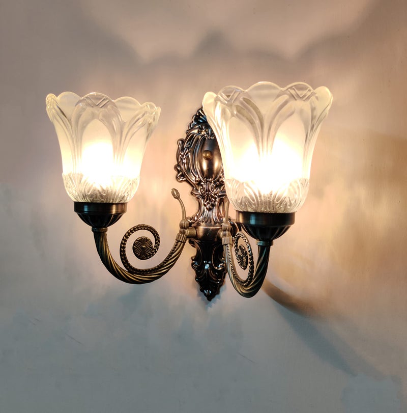 WHITERAY Black Antique Designer Imported Wall Light wall lamp for Bedroom, Living Room,Kitchen, Bars, malls, Besides the Bed, Balcony Home Decoration (1107 (Double) ((1107 (Double), with Bulb) - Image 2