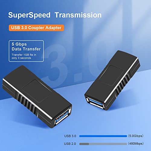 Oxsubor SuperSpeed USB 3.0 Coupler Adapter Type A Female to Female Bridge Extension Connector (2PCS) - Image 2