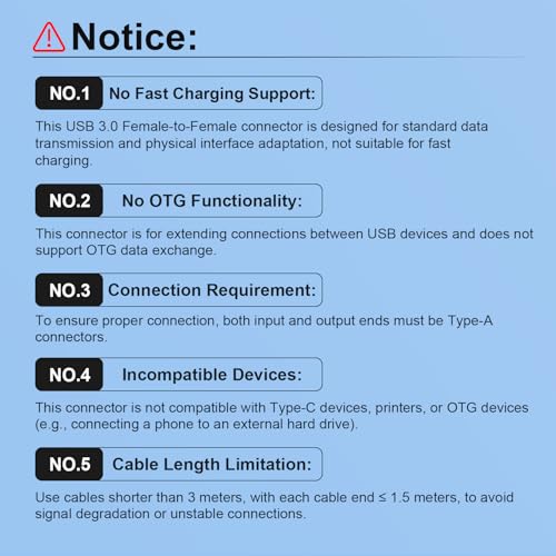 Oxsubor SuperSpeed USB 3.0 Coupler Adapter Type A Female to Female Bridge Extension Connector (2PCS) - Image 4