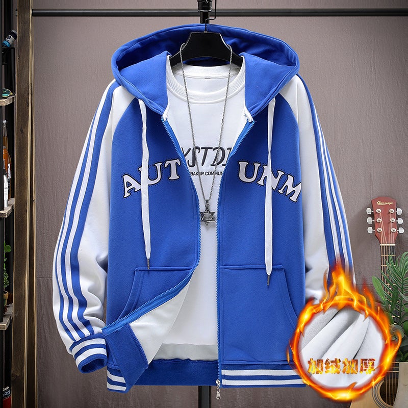 2023 Top Casual Fashion Sweater Coat Jacket Casual Pants Trousers Fleece-Lined Thickened Suit Two-Piece Set - Image 5