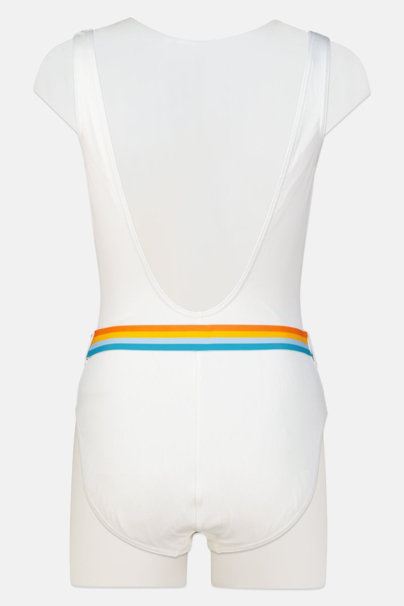 speedo Women Non Padded Embroidered Logo One Piece, White - Image 2