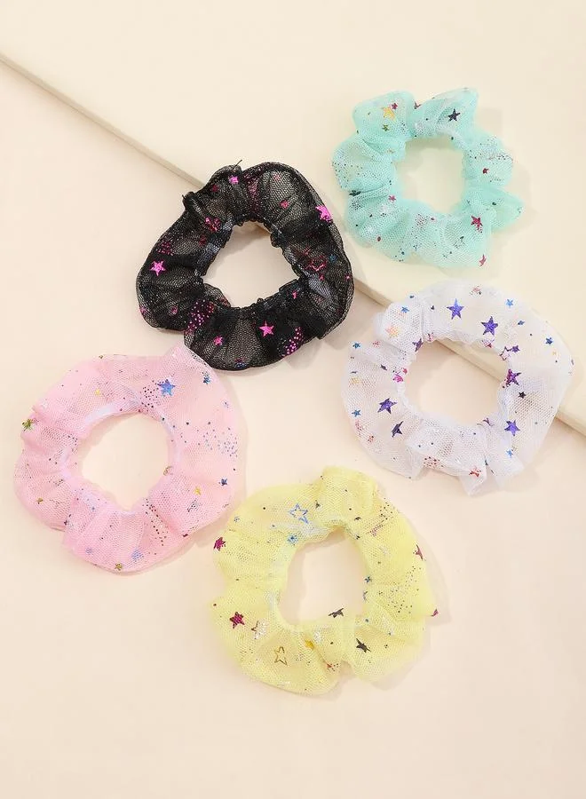 Take Two Set of 5 - Star Print Hair Scrunchies