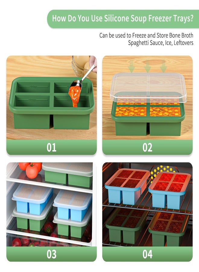 Bongpuda Soup Freezer Containers, Silicone Freezer Trays With Lid,Easy-Release,Reusable Freezer Storage Containers,For Freezing and Storing Broths,Sauces and Leftovers-2 Pack - Image 4