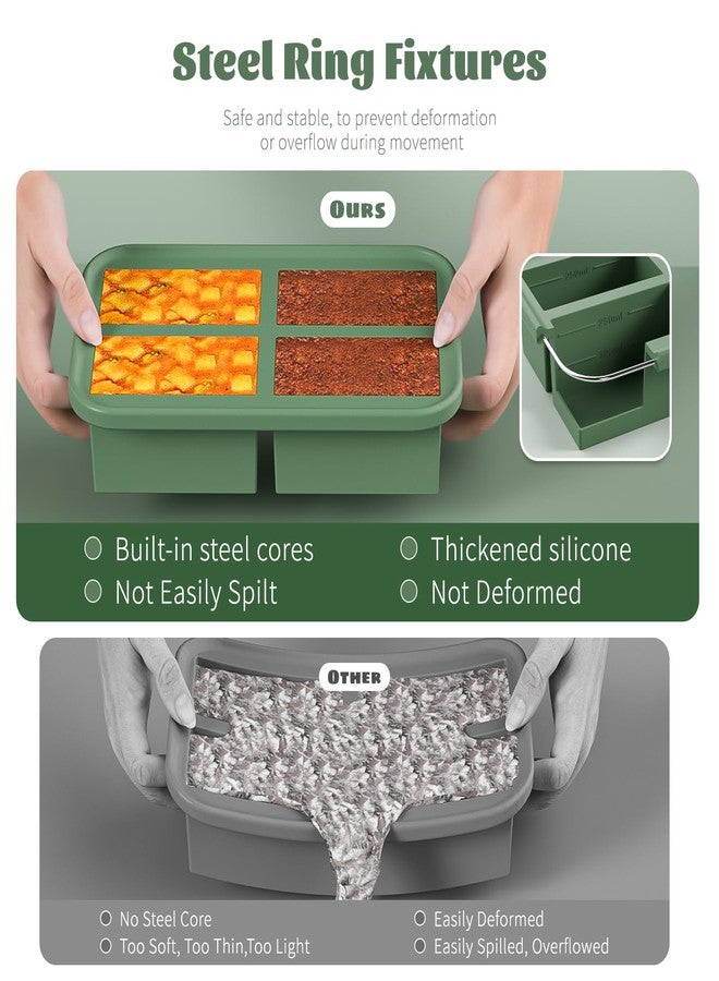 Bongpuda Soup Freezer Containers, Silicone Freezer Trays With Lid,Easy-Release,Reusable Freezer Storage Containers,For Freezing and Storing Broths,Sauces and Leftovers-2 Pack - Image 3