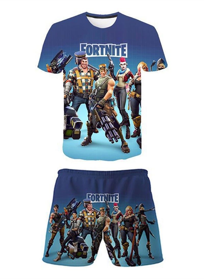 Game Fortnite set 3D digital printing personalized breathable children's T-shirt shorts set  - Image 1