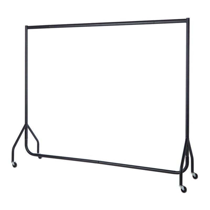 سكة ملابس ثقيلة سوداء من شوب فيتينغ ويرهاوس مع عجلات بعرض 6 أقدام